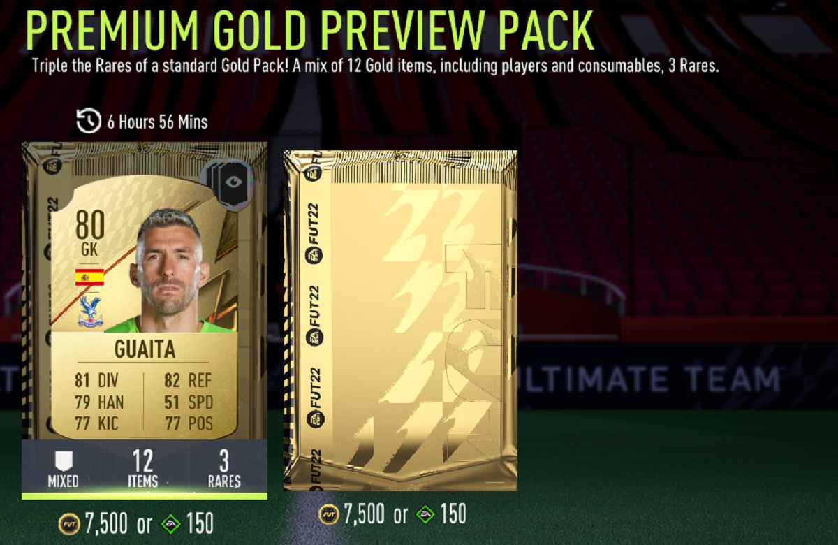 Apertura de la vista previa del FIFA Gold Pack