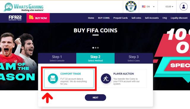 Elige FIFA Coins Comfort Trade